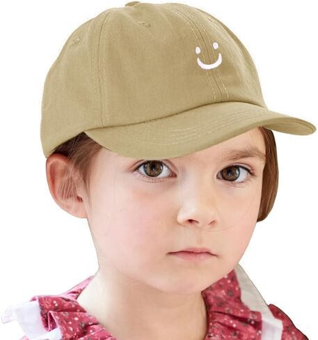 Smile Face Baseball Caps for Kids Toddler Solid Color Cotton Adjustable Dads Hat in Saudi Arabia