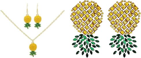 فطائر اللحم المثيرة UPSIDEDOWN PINEAPPLE - مجموعة مجوهرات الأناناس وحقيبة مكياج الأناناس | مجموعة هدايا أقراط الأناناس وقلادة الأناناس | حقيبة مستحضرات التجميل | يغطي الحلمة مثير | حزمة فطائر اللحم الحلمة in Kuwait