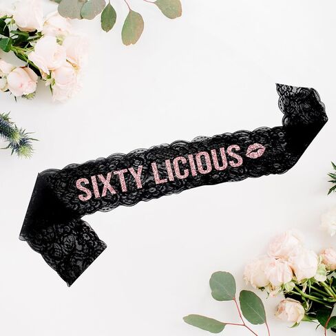 دانتيل أسود من Twentylicious مع وشاح من رقائق الذهب الوردي - وشاح عيد الميلاد العشرين للرجال والبنات - زينة الذكرى السنوية العشرين للزفاف - ديكورات حفلات عيد الميلاد المميزة... in Saudi Arabia