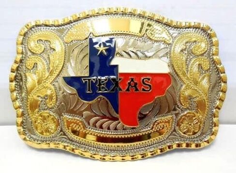 WMG Texas State Map Flag Large Huge Rodeo Western Gold Tone Belt Buckle, Gold Tone, L in Kuwait