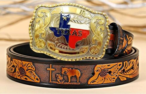 WMG Texas State Map Flag Large Huge Rodeo Western Gold Tone Belt Buckle, Gold Tone, L in Kuwait