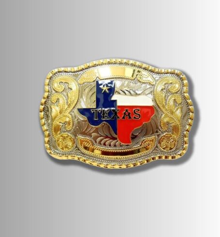 WMG Texas State Map Flag Large Huge Rodeo Western Gold Tone Belt Buckle, Gold Tone, L in Kuwait
