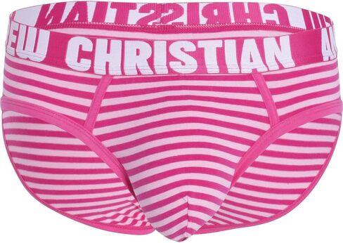 Andrew Christian Ultra Pink Stripe Brief w/ALMOST NAKED®, Pink, X-Large in Saudi Arabia