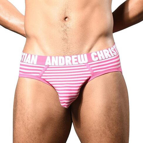 Andrew Christian Ultra Pink Stripe Brief w/ALMOST NAKED®, Pink, X-Large in Saudi Arabia