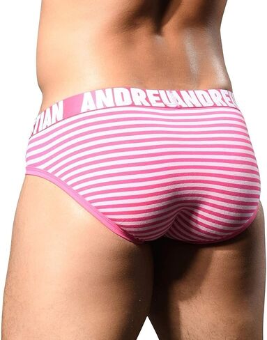 Andrew Christian Ultra Pink Stripe Brief w/ALMOST NAKED®, Pink, X-Large in Saudi Arabia