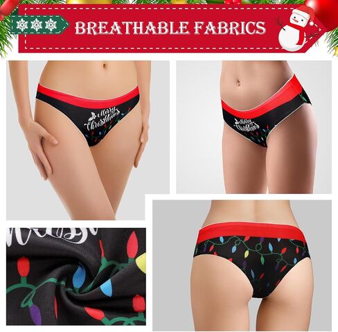 4 Pcs Women's Christmas Underwear Funny Panties Soft Underwear Thongs Panty 3D Brief Panties for the Holidays in Saudi Arabia