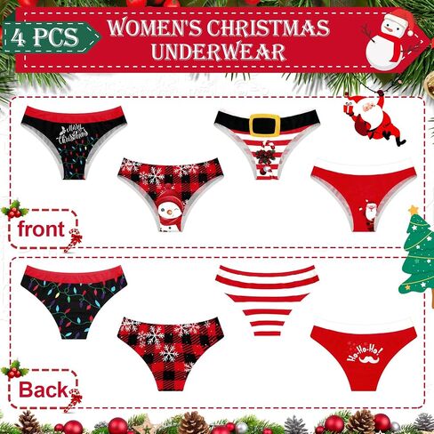4 Pcs Women's Christmas Underwear Funny Panties Soft Underwear Thongs Panty 3D Brief Panties for the Holidays in Saudi Arabia