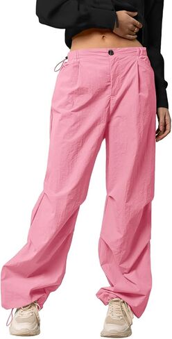 سروال باراشوت نسائي من SySea فضفاض مرن بخصر منخفض مكشكش Y2K مع جيوب in Kuwait