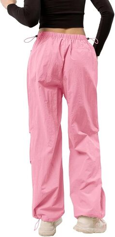 سروال باراشوت نسائي من SySea فضفاض مرن بخصر منخفض مكشكش Y2K مع جيوب in Kuwait