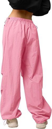 سروال باراشوت نسائي من SySea فضفاض مرن بخصر منخفض مكشكش Y2K مع جيوب in Kuwait