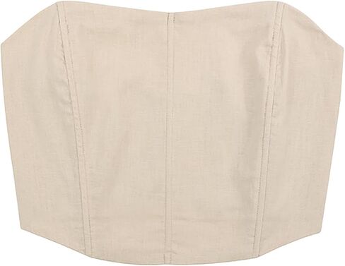 HDE Women's Strapless Linen Corset Y2K Crop Top Bustier Body Shaper Bandeau Top in Saudi Arabia