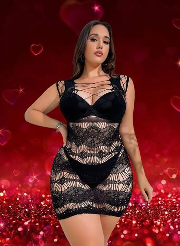 ملابس داخلية نسائية مثيرة مقاس كبير ملابس داخلية بيبي دول دانتيل أسود طقم بيجامة مثير للنساء لعيد الحب in Kuwait