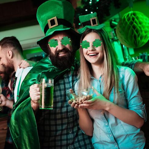 JUSTOTRY 6 قطع نظارات يوم القديس باتريك - شامروك أربع أوراق البرسيم تصميم أخضر محظوظ البلاستيك مصراع نظارات ظلال النظارات الشمسية لملحقات يوم القديس باتريك Irich لوازم زينة الحفلات in Kuwait