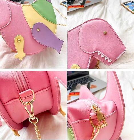 CREHNIL Pink Dinosaur Purse For Girls Novelty Fun Unique Purses For Women Weird Funny Funky Cool Shoulder Crossbdoy Bags in Kuwait