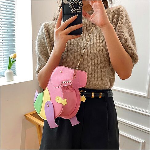 CREHNIL Pink Dinosaur Purse For Girls Novelty Fun Unique Purses For Women Weird Funny Funky Cool Shoulder Crossbdoy Bags in Kuwait