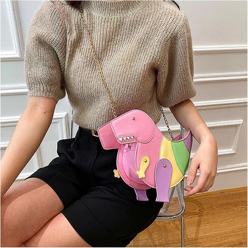 CREHNIL Pink Dinosaur Purse For Girls Novelty Fun Unique Purses For Women Weird Funny Funky Cool Shoulder Crossbdoy Bags in Kuwait