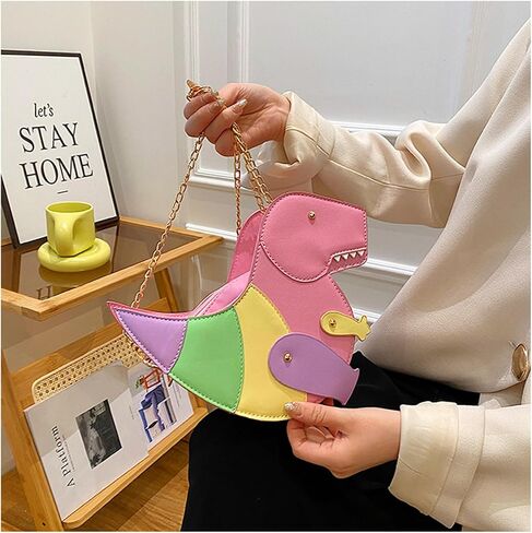CREHNIL Pink Dinosaur Purse For Girls Novelty Fun Unique Purses For Women Weird Funny Funky Cool Shoulder Crossbdoy Bags in Kuwait