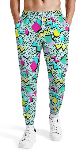 Siagua Retro 80s 90s Sweatpants Outfit Costumes Pants for Men Jogger Graphic Sport Workout Track Pants in Saudi Arabia