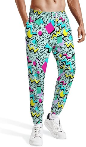 Siagua Retro 80s 90s Sweatpants Outfit Costumes Pants for Men Jogger Graphic Sport Workout Track Pants in Saudi Arabia