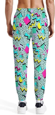 Siagua Retro 80s 90s Sweatpants Outfit Costumes Pants for Men Jogger Graphic Sport Workout Track Pants in Saudi Arabia