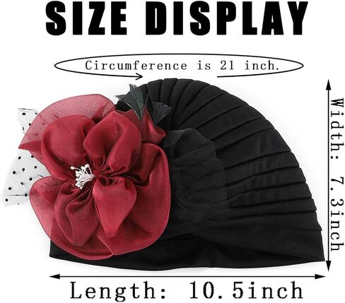Yeilhile African Flower Headwrap for Women Pre-Tied Elastic Head Wraps Feather Floral Turban Beanie Caps Prom Party (Pack of 2) Black Beige in Kuwait