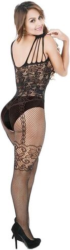 Womens Fishnet Bodysuit One Piece Fishnet Bodystocking Sexy Exotic Lingerie Nightwear, H-black in Kuwait
