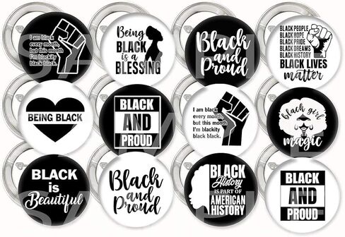 Black History Month Buttons Pins,Metal Pin-back-Black Lives Matter,BLM,African American Party Favors,Black and Proud,2.25 inch-12 pcs in Saudi Arabia