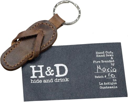 Hide & Drink, Leather Flip-Flop Keychain/Sandal/Beach/Keychain for Travelers, Sufers and Beach Lovers, Handmade Includes 101 Year Warranty :: Bourbon Brown in Saudi Arabia