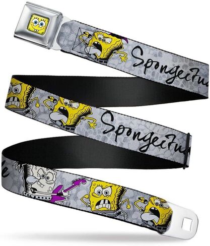 Nickelodeon Men's Buckle-Down Seatbelt Belt Spongebob Squarepants Kids, Poses SPONGEITUDE Grays/Black, 1.0" Wide-20-36 Inches in Saudi Arabia