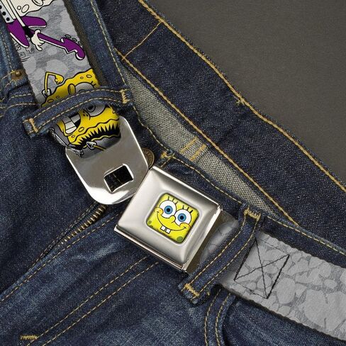 Nickelodeon Men's Buckle-Down Seatbelt Belt Spongebob Squarepants Kids, Poses SPONGEITUDE Grays/Black, 1.0" Wide-20-36 Inches in Saudi Arabia