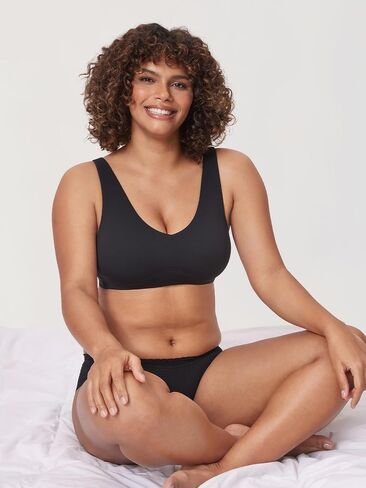 DELIMIRA Women's Natrelax Plus Size Wireless Bralette V Neck - Full Coverage Seamless Tshirt Bras Unlined Bra Wide Straps in Saudi Arabia