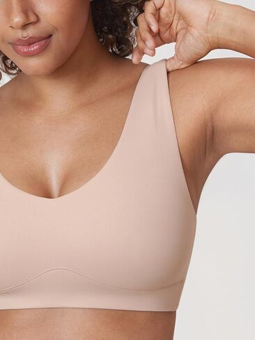 DELIMIRA Women's Natrelax Plus Size Wireless Bralette V Neck - Full Coverage Seamless Tshirt Bras Unlined Bra Wide Straps in Kuwait