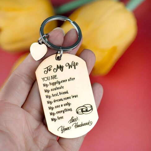 هدايا للزوجة - فكرة هدايا للزوجة لعيد الميلاد وعيد الحب وعيد الأم - لزوجتي سلسلة مفاتيح من الفولاذ المقاوم للصدأ in Kuwait