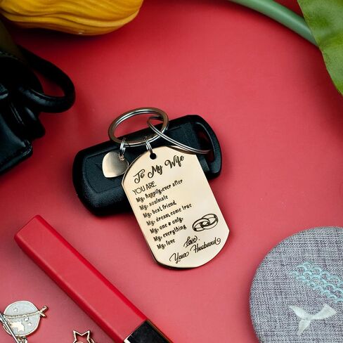 هدايا للزوجة - فكرة هدايا للزوجة لعيد الميلاد وعيد الحب وعيد الأم - لزوجتي سلسلة مفاتيح من الفولاذ المقاوم للصدأ in Kuwait
