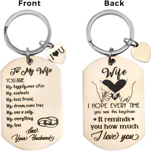هدايا للزوجة - فكرة هدايا للزوجة لعيد الميلاد وعيد الحب وعيد الأم - لزوجتي سلسلة مفاتيح من الفولاذ المقاوم للصدأ in Kuwait
