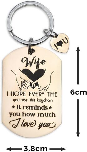 هدايا للزوجة - فكرة هدايا للزوجة لعيد الميلاد وعيد الحب وعيد الأم - لزوجتي سلسلة مفاتيح من الفولاذ المقاوم للصدأ in Kuwait