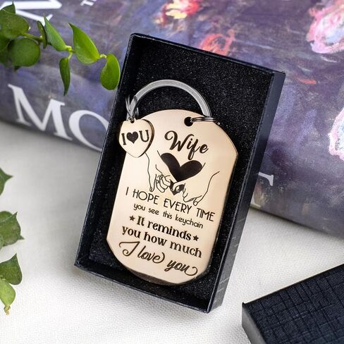 هدايا للزوجة - فكرة هدايا للزوجة لعيد الميلاد وعيد الحب وعيد الأم - لزوجتي سلسلة مفاتيح من الفولاذ المقاوم للصدأ in Kuwait