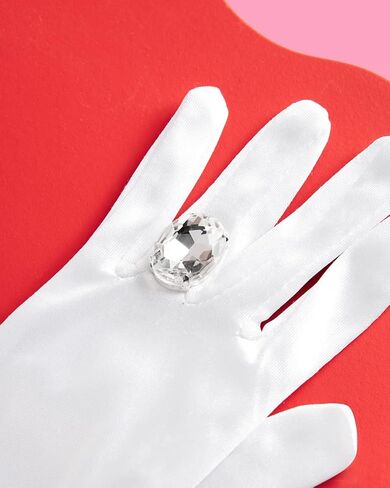 xo, Fetti Bachelorette Party Decorations Mrs Opera Gloves - White Rhinestone Satin + Engagement Ring Finger - 17" | Bridal Shower Gift, Bride to Be, White, One Size Fits All in Saudi Arabia