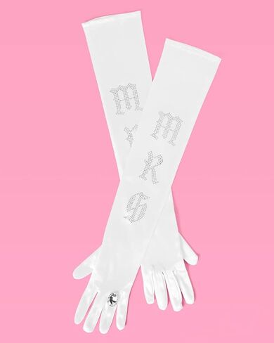 xo, Fetti Bachelorette Party Decorations Mrs Opera Gloves - White Rhinestone Satin + Engagement Ring Finger - 17" | Bridal Shower Gift, Bride to Be, White, One Size Fits All in Saudi Arabia
