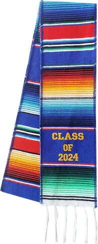 Authentic Blue Mexican Graduation Sash Class of 2024, Hispanic Serape Stole, Graduation Serape Sash Scarf Class of 2024 in Saudi Arabia
