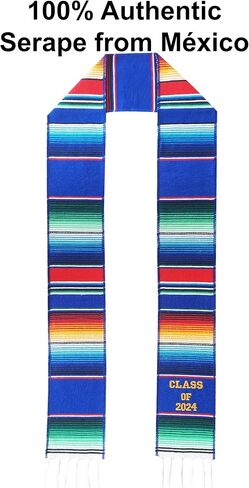 Authentic Blue Mexican Graduation Sash Class of 2024, Hispanic Serape Stole, Graduation Serape Sash Scarf Class of 2024 in Saudi Arabia