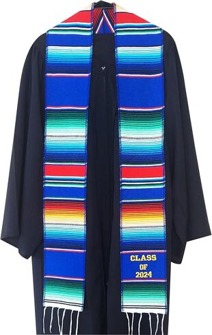 Authentic Blue Mexican Graduation Sash Class of 2024, Hispanic Serape Stole, Graduation Serape Sash Scarf Class of 2024 in Saudi Arabia