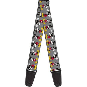 Buckle-Down Guitar Strap - Mickey Mouse w/Glasses Poses Gray - 2" Wide - 29-54" Length