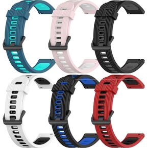 FitTurn 6-Pack Bands Compatible with Cubitt CT4/CT2 Pro Replacement 22mm Soft Silicone Two-colors Sport Strap Wristband Quick Release Watch band for Cubitt CT4/CT2 Pro Smartwatch