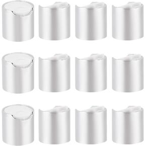 BENECREAT 12pcs Aluminized Replacement Plastic Press Caps, Golden Press Disc Caps Dispensing Lotion Bottle Closure for Squeeze Bottles Shampoo Bottle Dispensing Cap, Diameter 24mm Thread Type 410