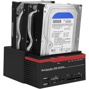 USB3.0 IDE HDD Docking Station, 2 Drives Read Simultaneously, Offline Clone, 2 USB2.0 Interfaces (US Plug)