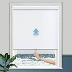 Persilux Cordless Window Blinds (25" W x 72" H, White) Blackout Roller Shades Thermal Insulated UV Protection Energy Saving Cordless Window Shades for Windows, Home and Office, Easy to Install