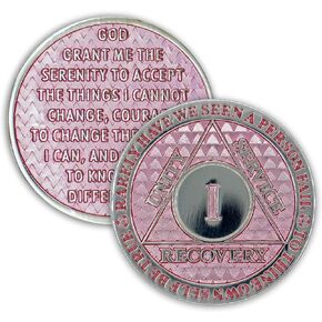 1 Year Sobriety Coin | Legacy AA Chip | Thick Triplate Recovery Anniversary Token (Purple)
