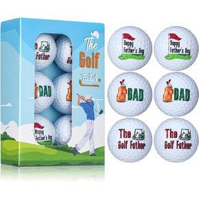 Happy Fathers Day Golf Ball Gift, 6 Pack Funny Gift Golf Ball for Men Dad Golfers Birthdays Retirement Grandpa Golf Lovers from Daughter Son Wife