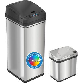 iTouchless Attachable Mobile Stainless Steel ONLY Rectangular and Round Shape Sensor Open Top 8 Gallon to 23 Gallon Models, Trash Can Wheels